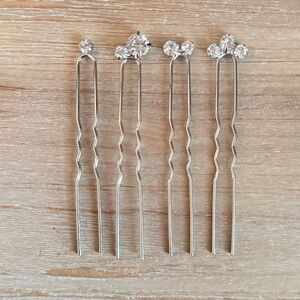 Kendra Scott Silver Hair Pins with Clear Crystals